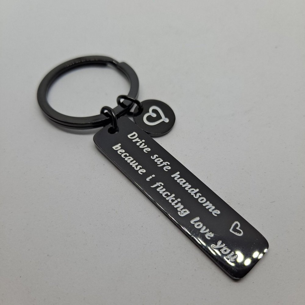 Handsome Husband Boyfriend Fiance gift Keychain Key Ring Black